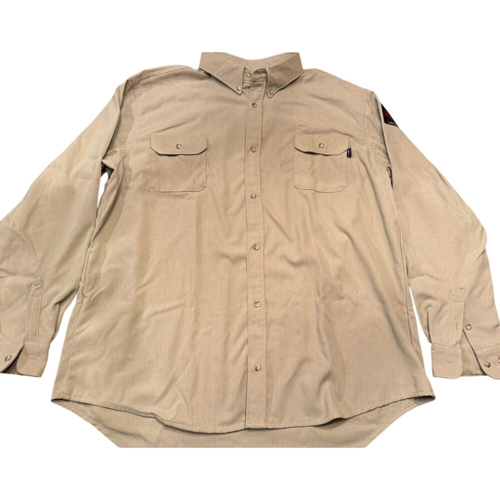 3X-T DRIFIRE CAT2 Work Shirt Tan Brown Long Sleeve Button Up Made in USA